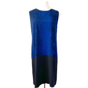Rebecca Taylor Snake Print Color Block Sleeveless Shift Dress Blue Black 6